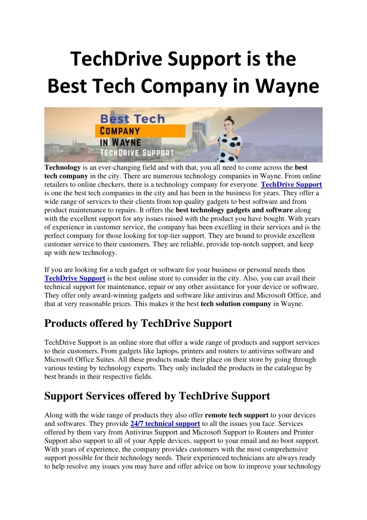 techdrive support is the best tech company