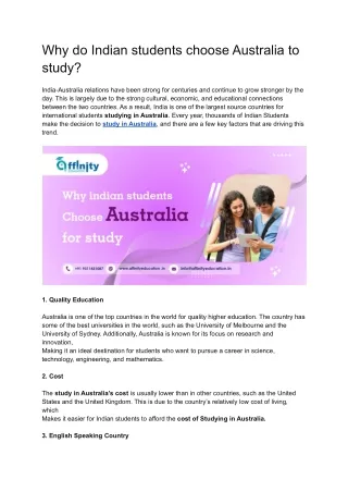 Why do Indian students choose Australia to study