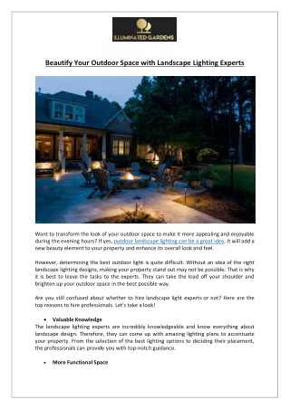 Outdoor Landscape Lighting | Beautify Your Outdoor Space