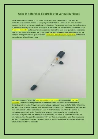 uses of reference electrodes for various purposes