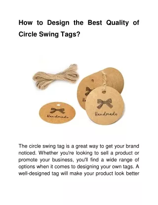 How to Design the Best Quality of Circle Swing Tags_