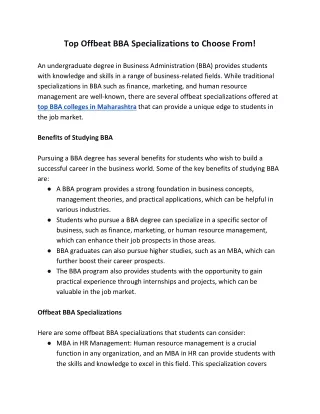 top offbeat bba specializations to choose from