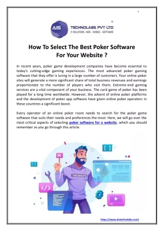How to Select the Best Poker Software for Your Website?