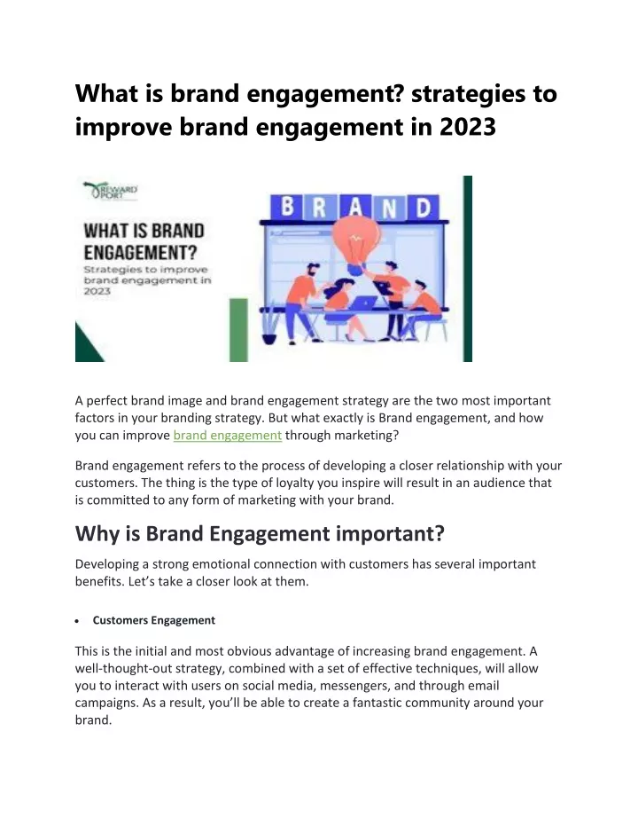 what is brand engagement strategies to improve