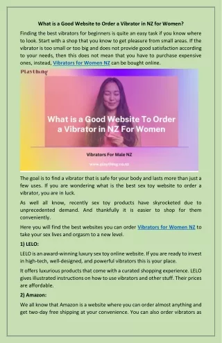 What is a good website to order a vibrator in NZ for women