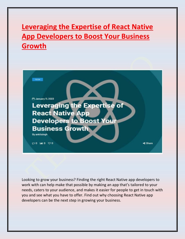 leveraging the expertise of react native