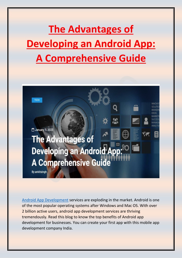 the advantages of developing an android