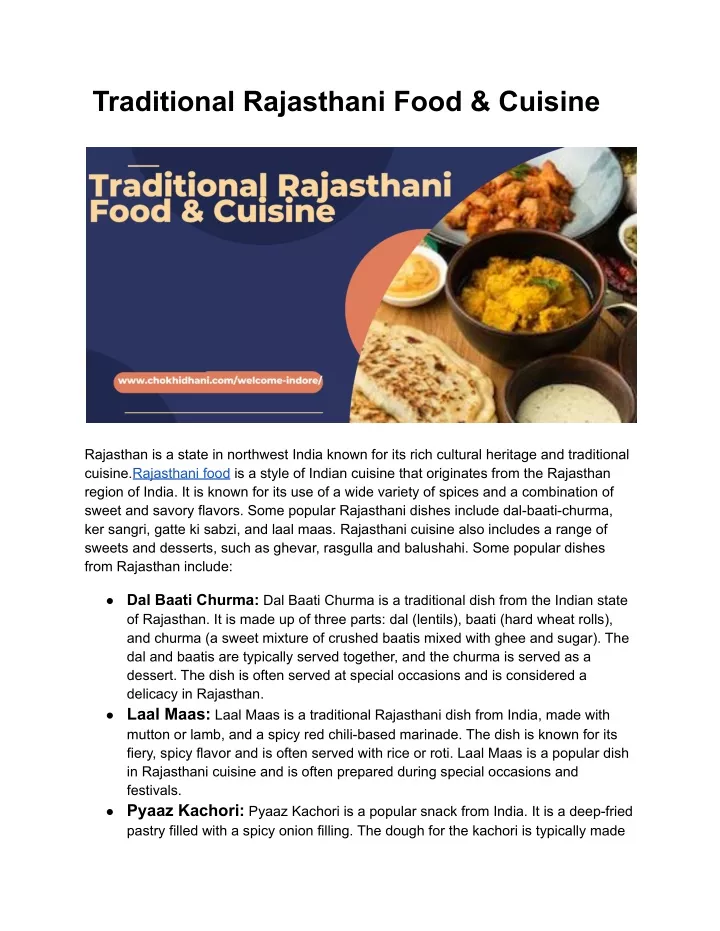 traditional rajasthani food cuisine