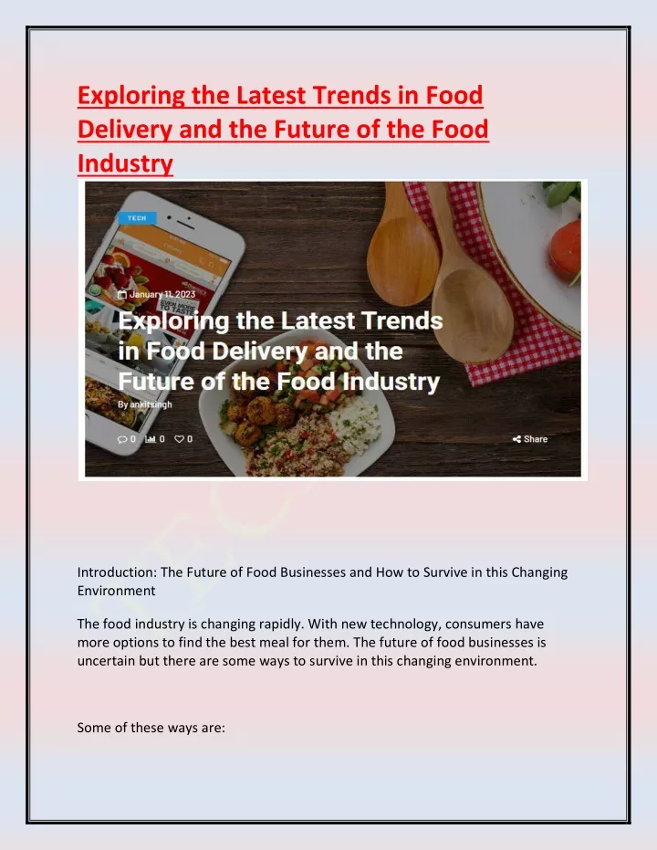 exploring the latest trends in food delivery