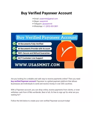 Buy Verified Payoneer Account