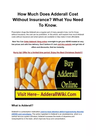how much does adderall cost without insurance