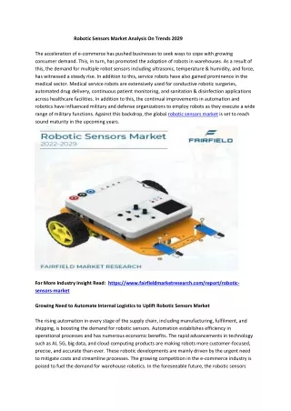robotic sensors market analysis on trends 2029