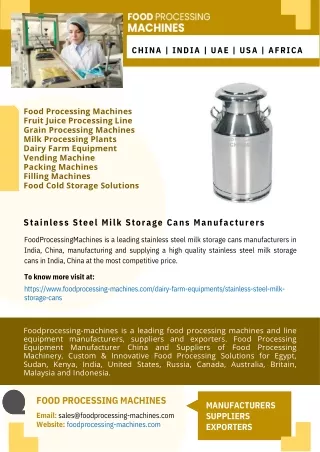 Stainless Steel Milk Storage Cans Manufacturers