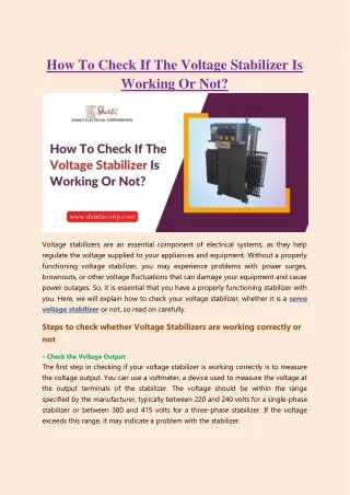 how to check if the voltage stabilizer is working