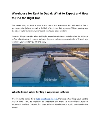 Warehouse for Rent in Dubai_ What to Expect and How to Find the Right One