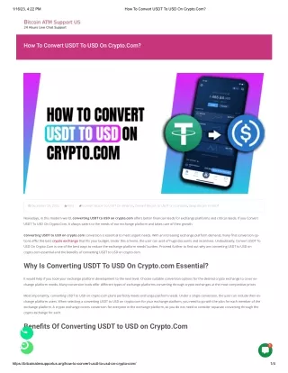 1(855) 625-8271 How To Convert USDT To USD On Crypto. Com?