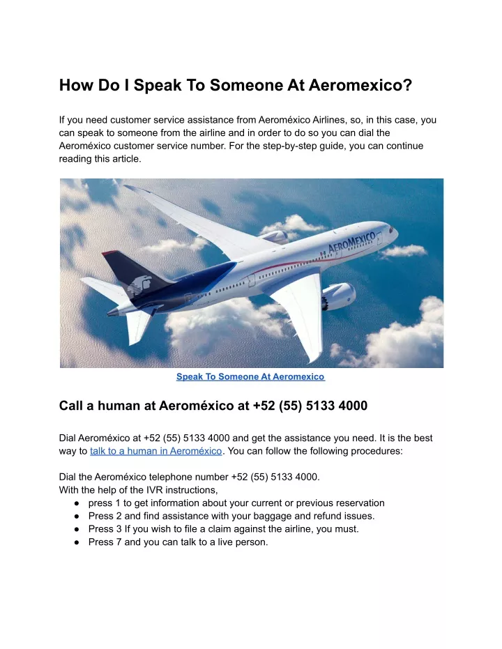 how do i speak to someone at aeromexico