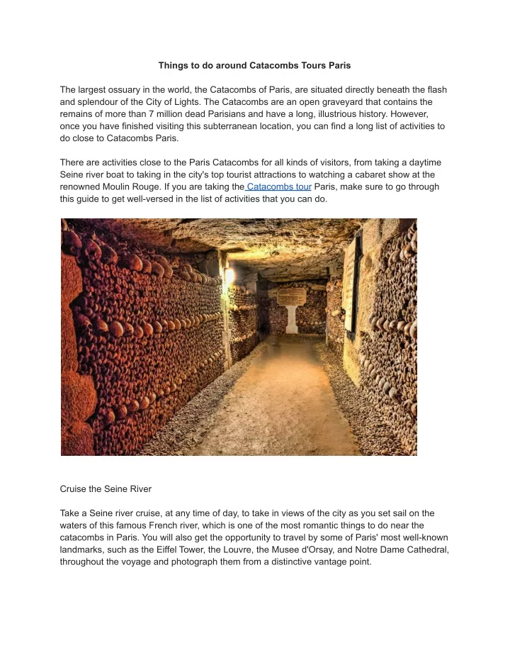 things to do around catacombs tours paris