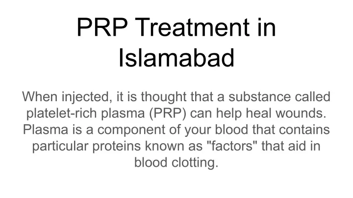 prp treatment in islamabad