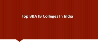 Top BBA IB Colleges In India