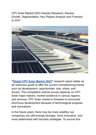 CPV Solar Market