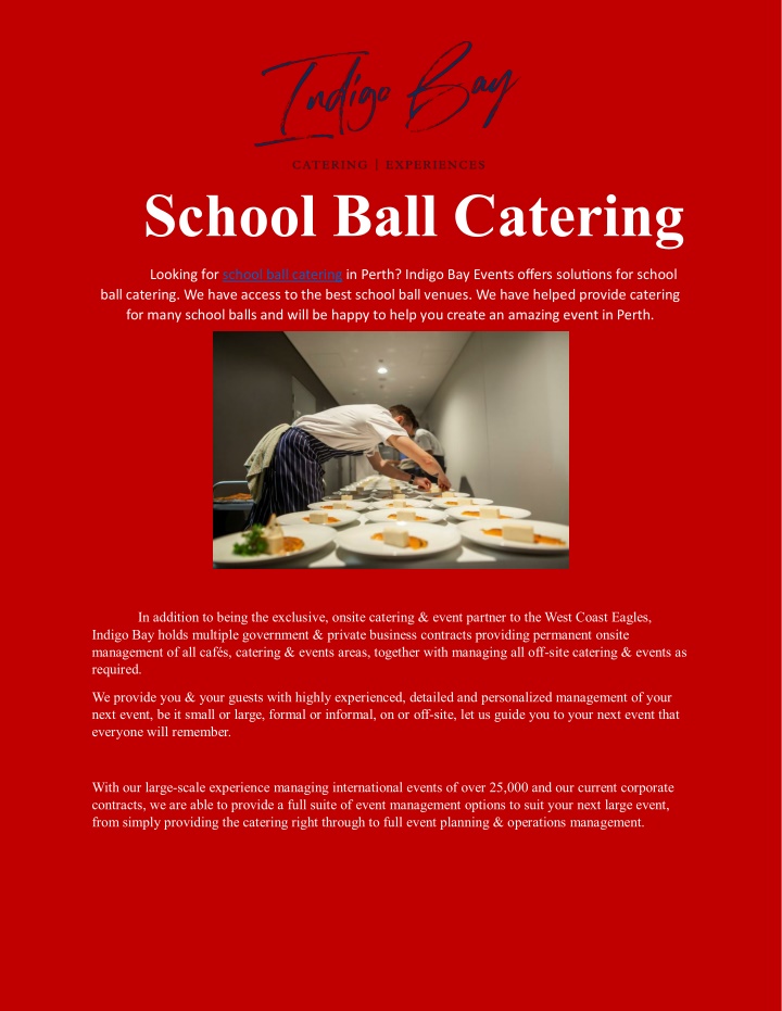 school ball catering