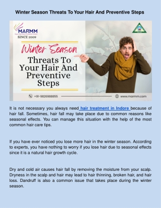 Winter Season threats to your hair and preventive steps