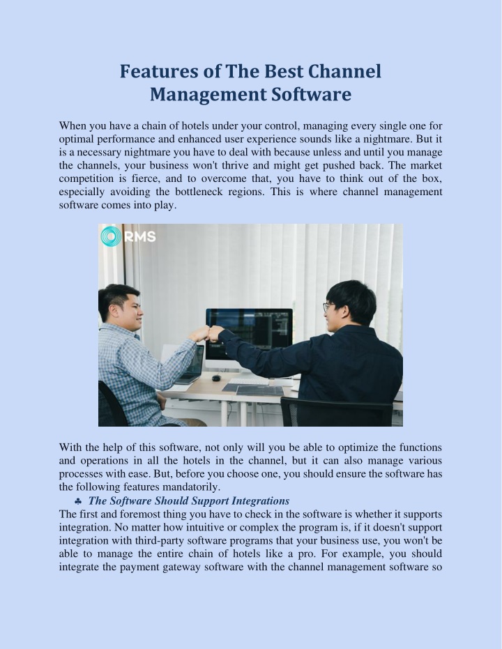 features of the best channel management software