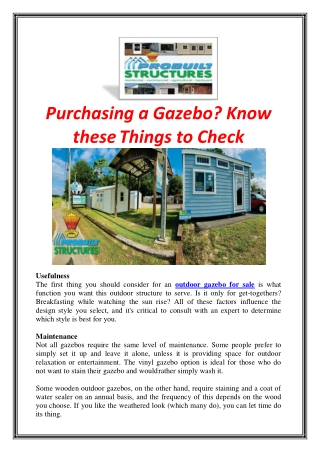 Purchasing a Gazebo? Know these Things to Check