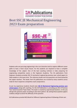 best ssc je mechanical engineering 2023 exam