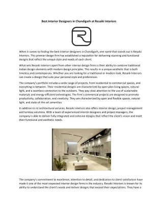 Interior Designers in Chandigarh - Resaiki Interiors