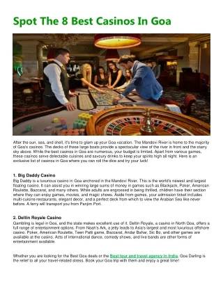 Spot The 8 Best Casinos In Goa