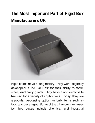 The Most Important Part of Rigid Box Manufacturers UK