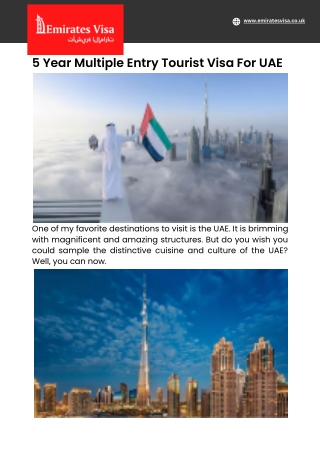 5 Year Multiple Entry Tourist Visa For UAE