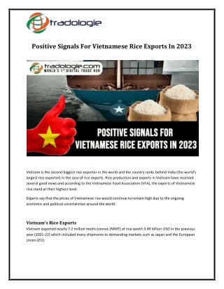 positive signals for vietnamese rice exports