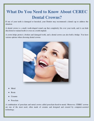 What Do You Need to Know About CEREC Dental Crowns?