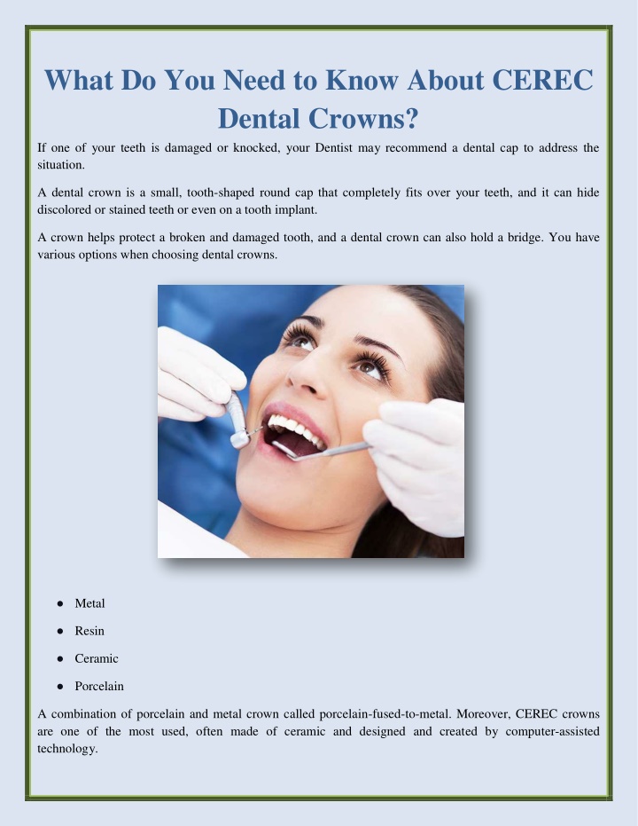 what do you need to know about cerec dental