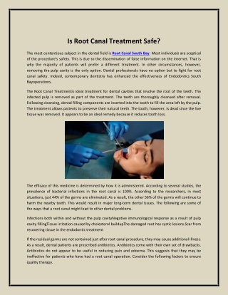 Is Root Canal Treatment Safe