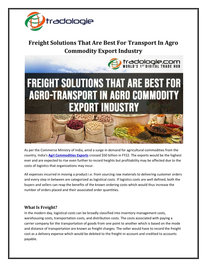 freight solutions that are best for transport