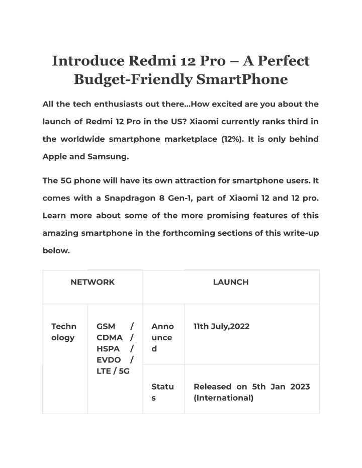 introduce redmi 12 pro a perfect budget friendly