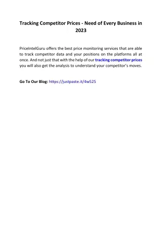 tracking competitor prices need of every business