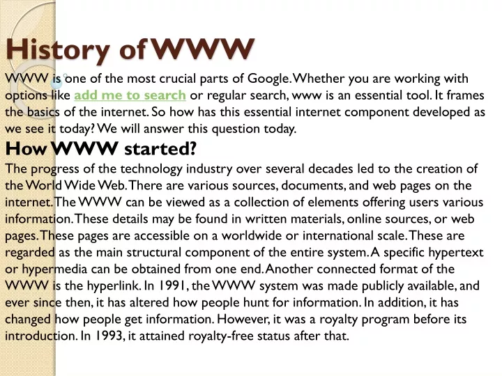 history of www