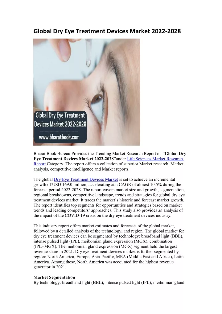 global dry eye treatment devices market 2022 2028