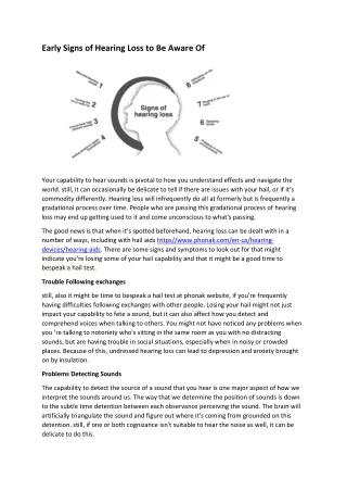 Early Signs of Hearing Loss to Be Aware Of
