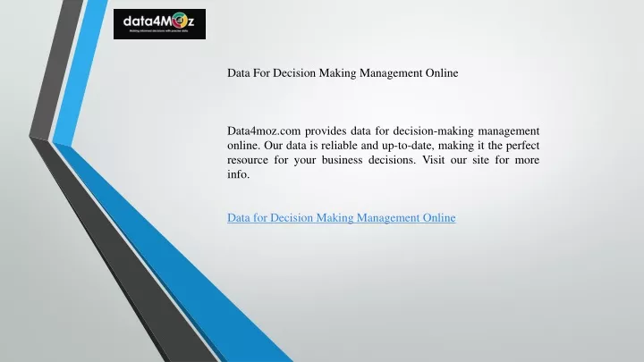 data for decision making management online