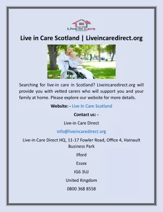 Live in Care Scotland  Liveincaredirect.org