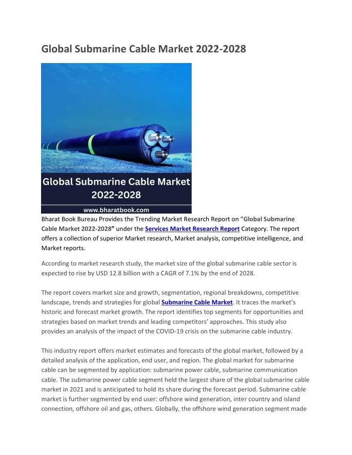 global submarine cable market 2022 2028