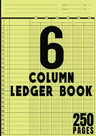 D!ownload  PDF 6 Column Ledger: Blank accounting book with 25 rows of large