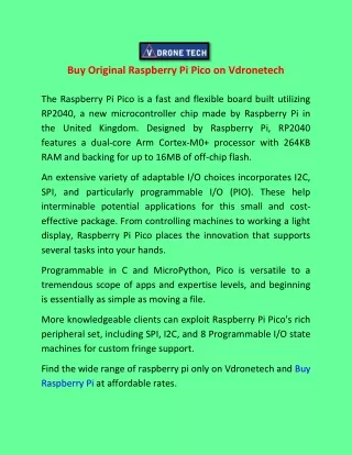 buy original raspberry pi pico on vdronetech