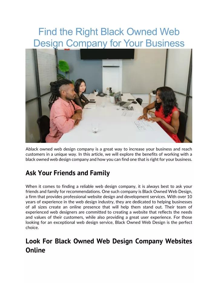 find the right black owned web design company